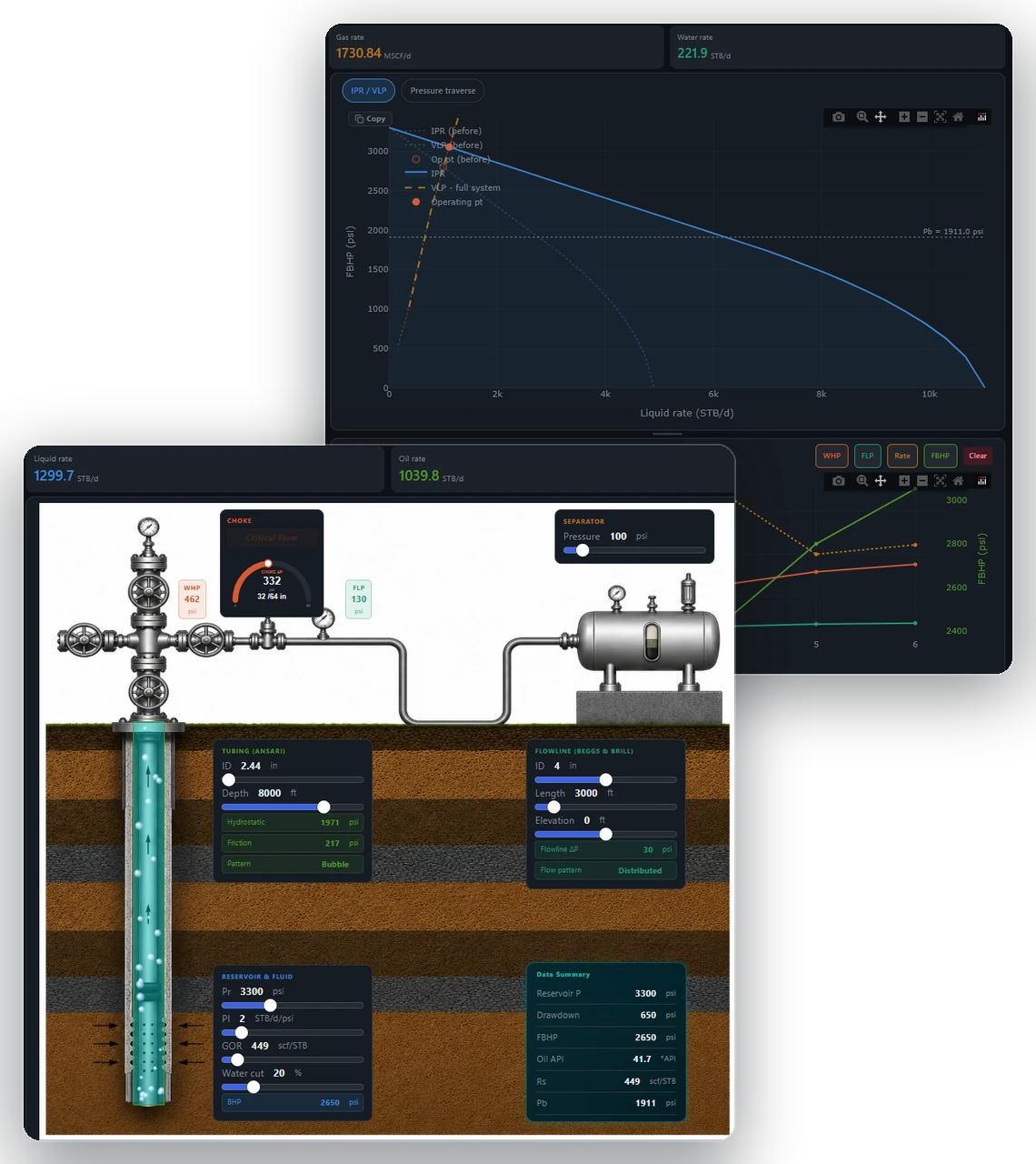 VAPS Well Simulator screenshots